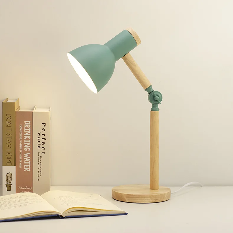 Nordic LED Desk Lamp - Wooden Iron Folding Table Lamp for Dorm & Home Office
