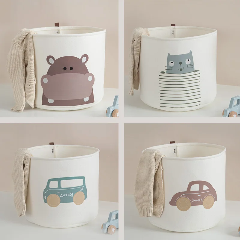 Ins Baby Laundry Basket Cute Dinosaur Foldable Toy Storage Bucket Picnic Dirty Clothes Basket Box Canvas Organizer Cartoon