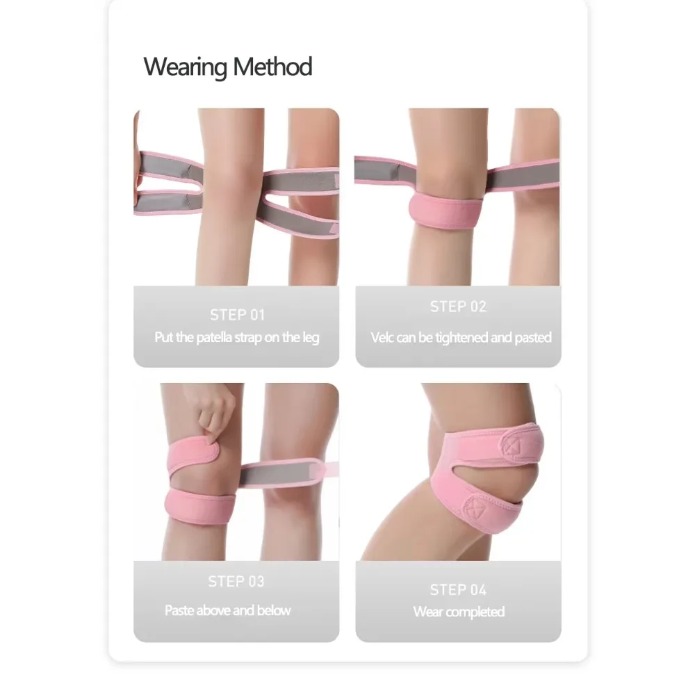 1/2Pcs Adjustable Sports Kneepad Double Patellar Knee Patella Tendon Support Strap Brace Pad ProtectorOpen Knee Wrap Strap Band