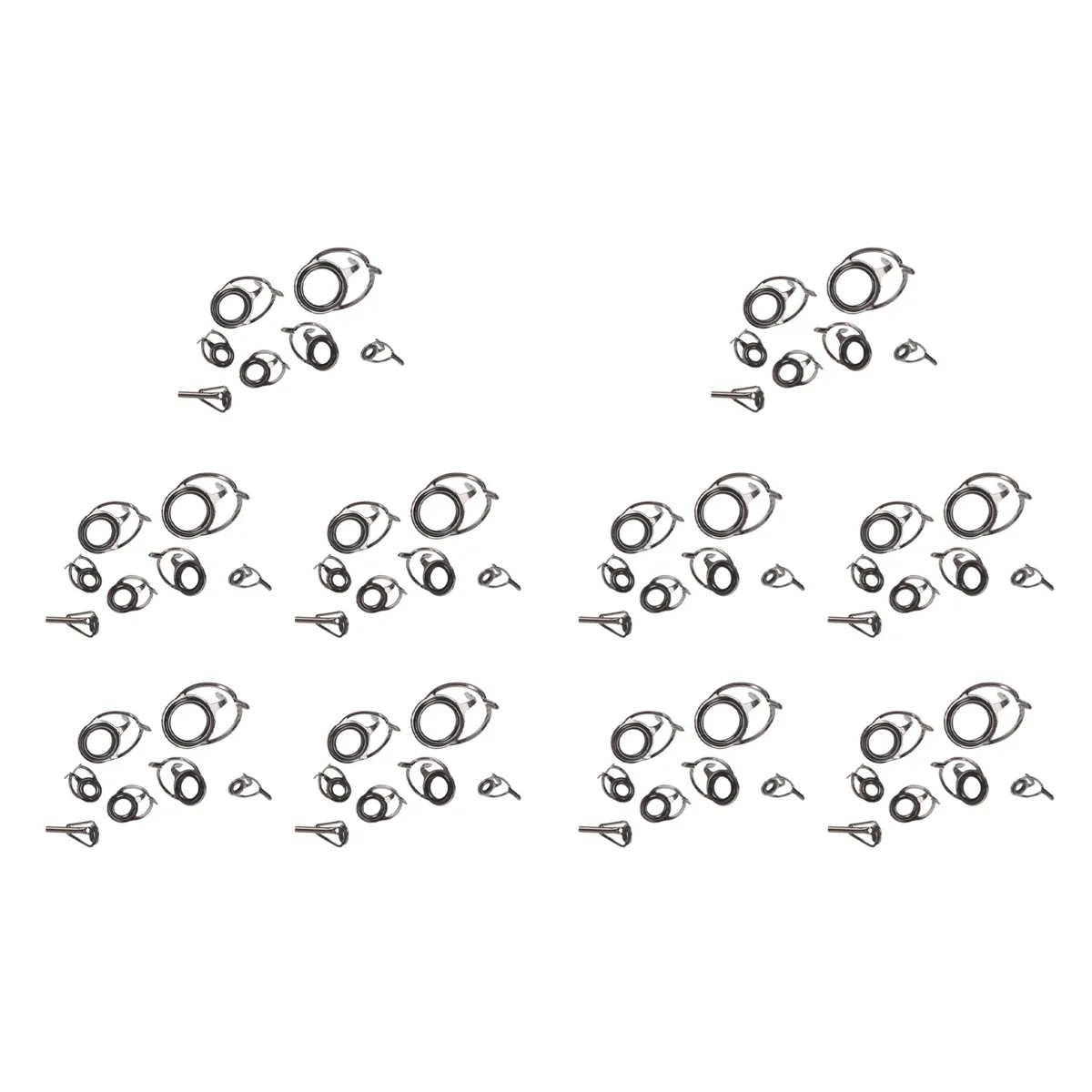 BAAU 70Pcs Fishing Rod Guides Tip Fish 5-18Mm Dia Pole Repair Kit Line Rings Eyes Set