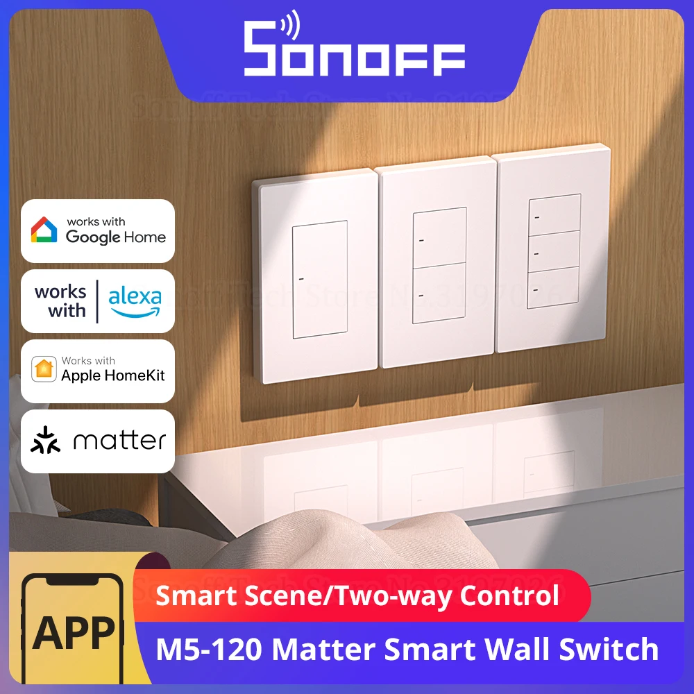 SONOFF M5-120 Matter 스마트 월 스위치, ESP32 양방향 eWeLink 원격 스위치맨, 음성 제어, 알렉사 구글 ..