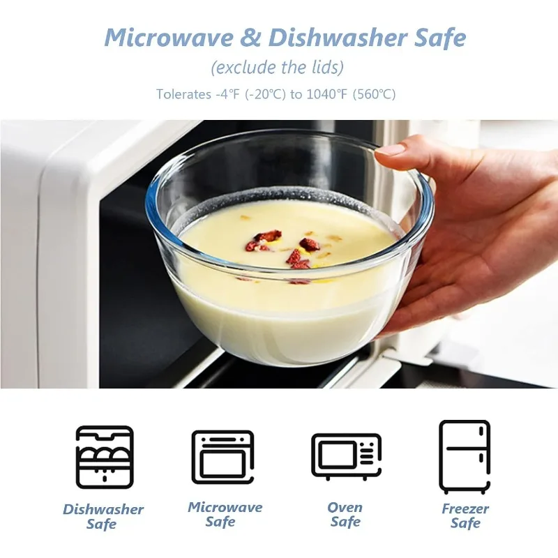 Glass Mixing Bowls with Lids Set of 3 4