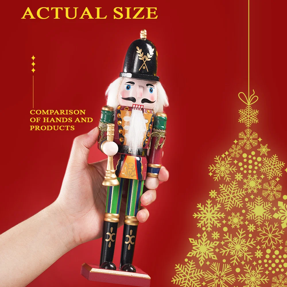 30cm Weihnachts-Nussknacker-Puppe Dreiteiliges Set Kaffeehaus-Schaufenster Feiertagsatmosphäre-Deko Warmes Winter-Neujahrs-Themen-Ornament – Detail 3