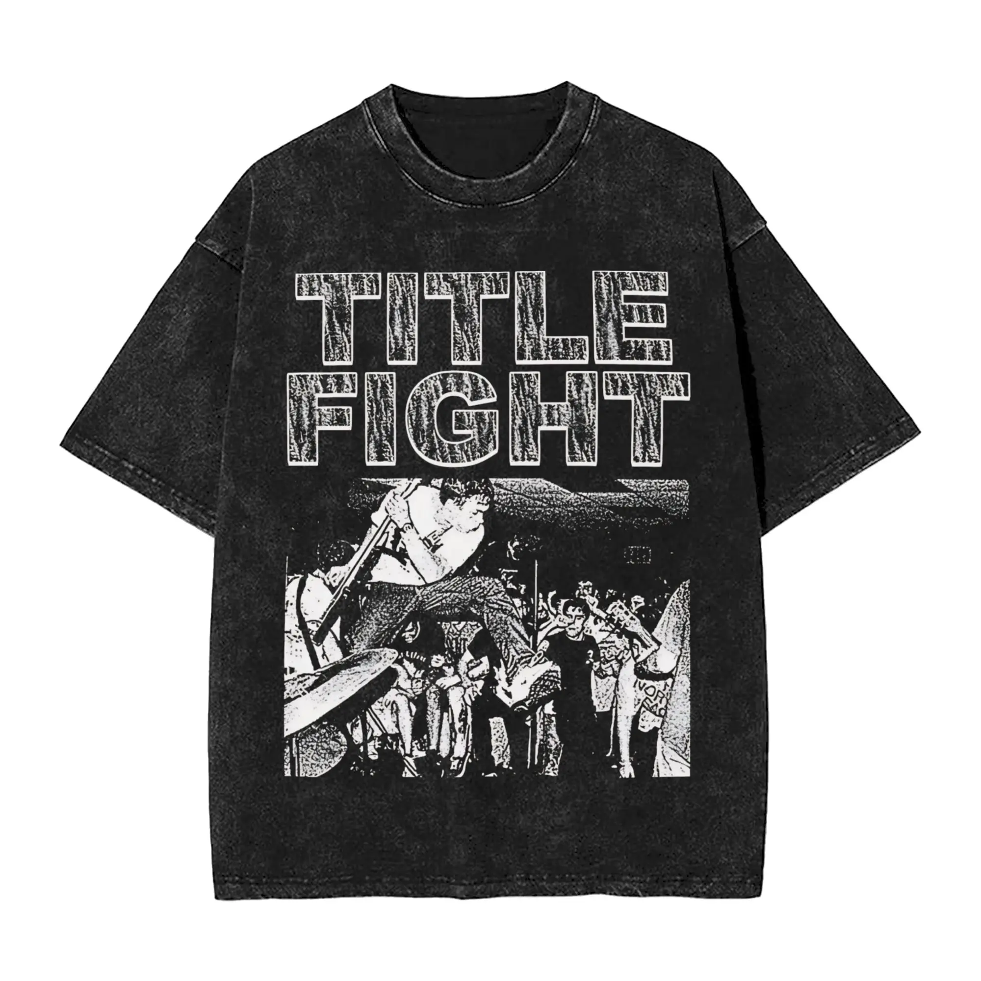 T-shirt da uomo Title Fight Band, magliette vintage in puro cotone, girocollo, manica corta, abbigliamento con stampa grafica