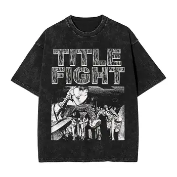 T-shirt da uomo Title Fight Band, magliette vintage in puro cotone, girocollo, manica corta, abbigliamento con stampa grafica