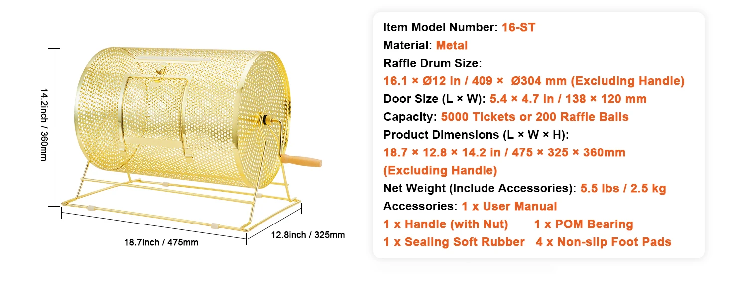 16 inch drum specs