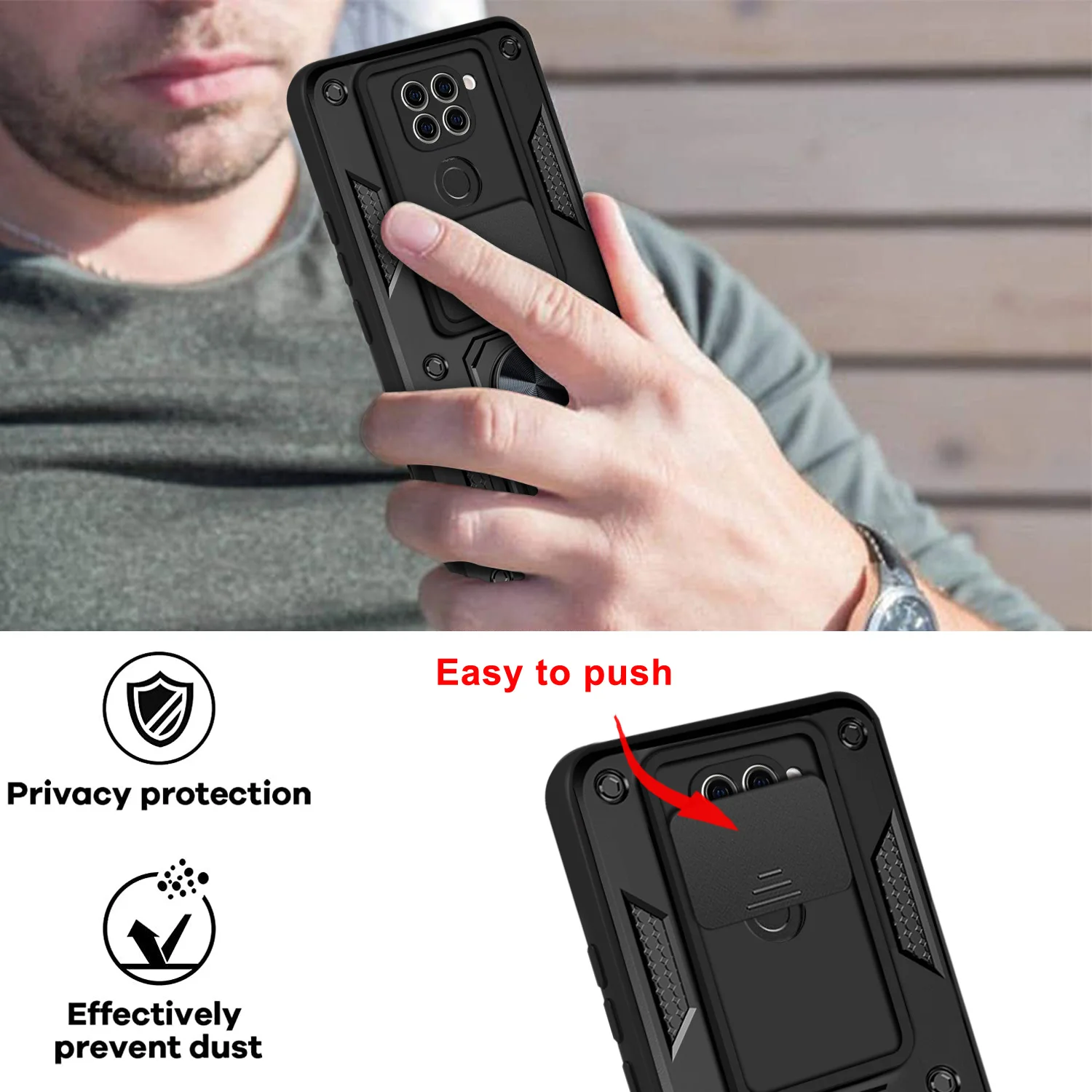 Enhanced Shockproof Armor Phone Case with Slide Lens Protector - Durable Cover Coque s Shell