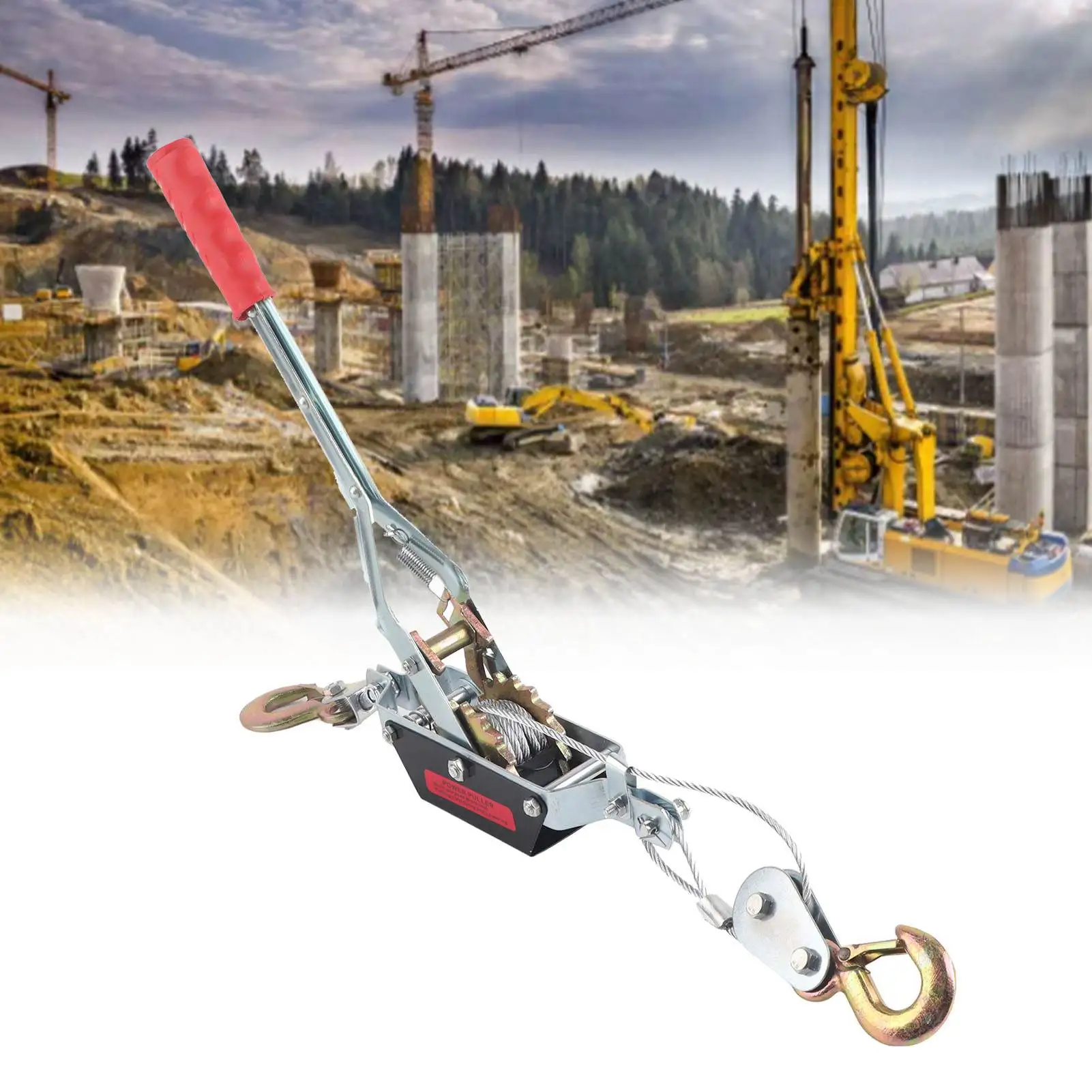 2/4T Wire Rope Hand Power Puller Tighten Tool Mini Tightener Double Hook Lifting Tool Heavy Duty Power Puller