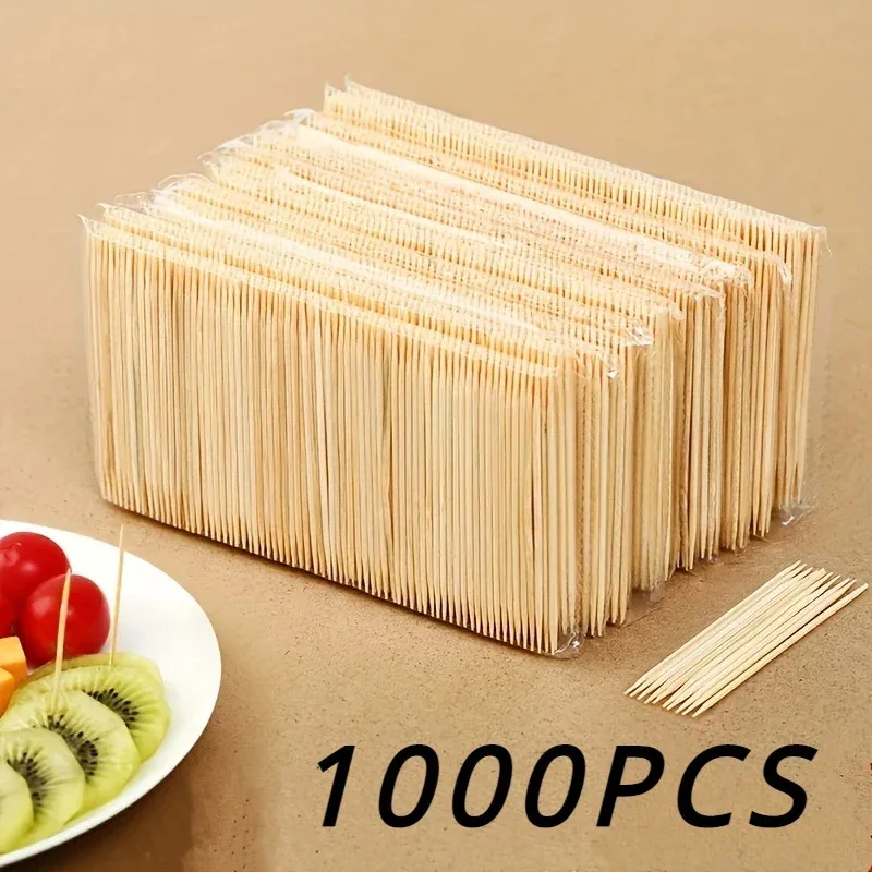 1000PCS Disposable Double Headed Toothpicks Natural Bamboo Floss Home Kitchen Restaurant Hotel Portable Teeth Cleaning Tool toothpick set