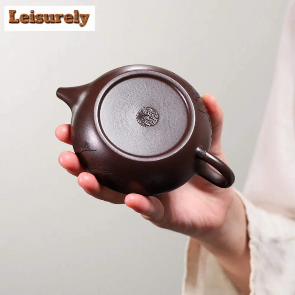 160ML Aesthetic Yixing Purple Clay Teapots Handmade Pot Raw Ore Purple Mud Kettle with Infuser Chinese Zisha Tea Set Ornaments