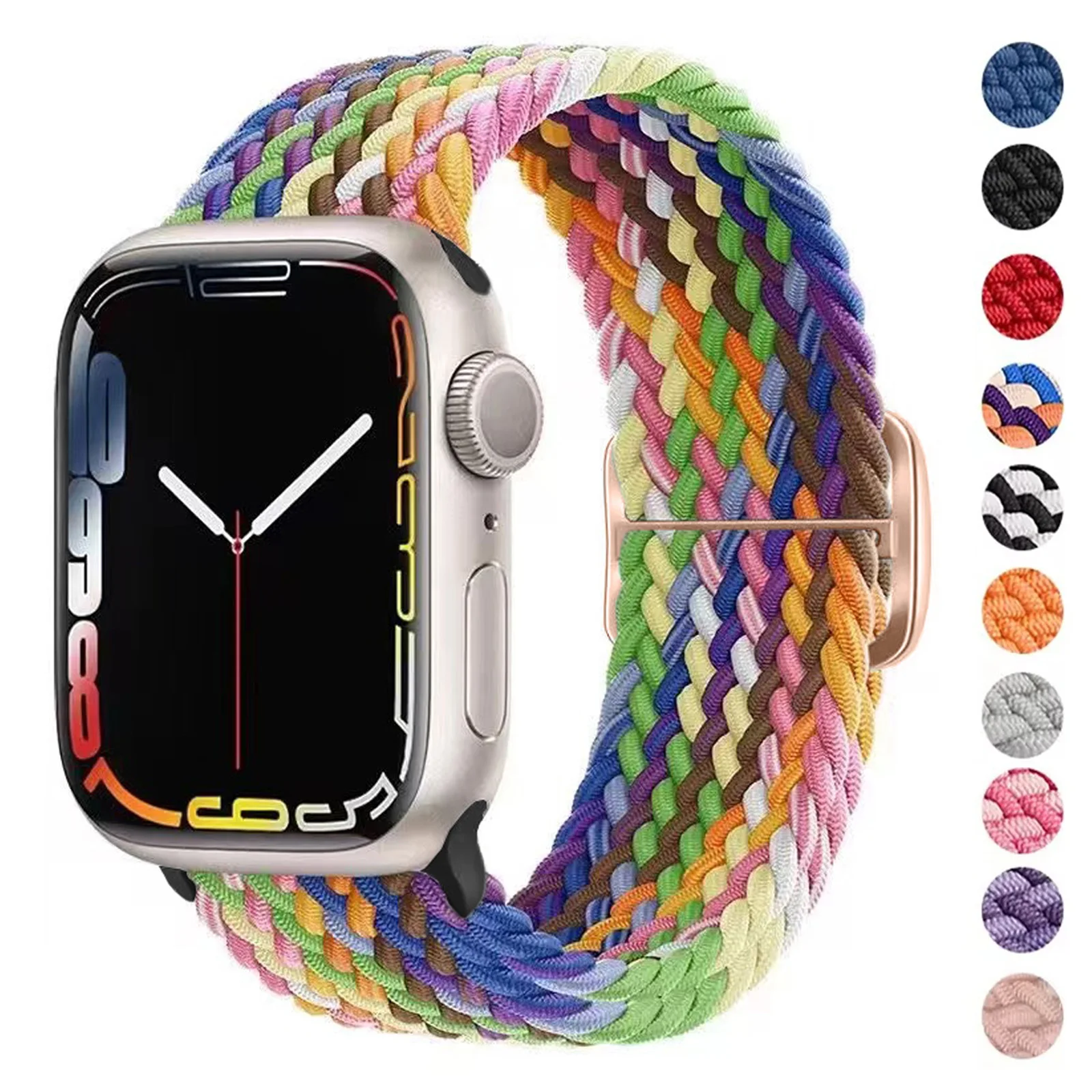 애플 워치 밴드용 브레이드 솔로 루프, 탄성 나일론 팔찌, iWatch 시리즈 se 6 7 8 9 울트라 스트랩, 40mm, 41mm, 44mm, 45mm, 49mm, 38mm