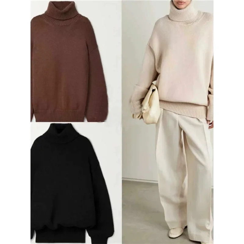 

TheR0w Sweater 2023 Spring/Autumn New Wool Blended Turtleneck Knitted Sweater