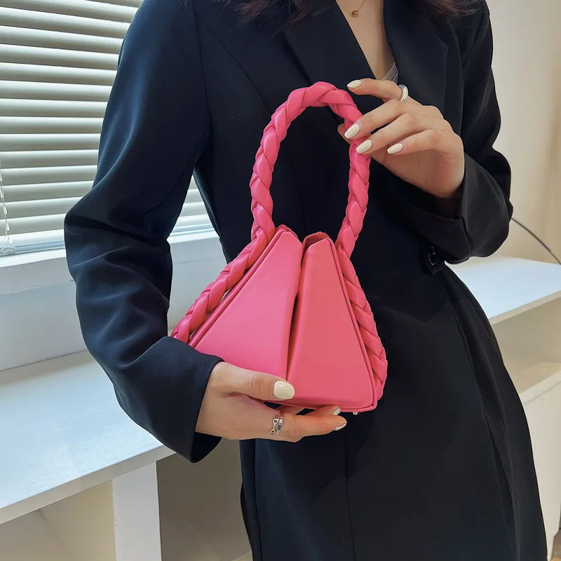 Creative Twist Handle Geometric Fashion Unique Women's Bag New Trendy Color Block Shoulder Crossbody