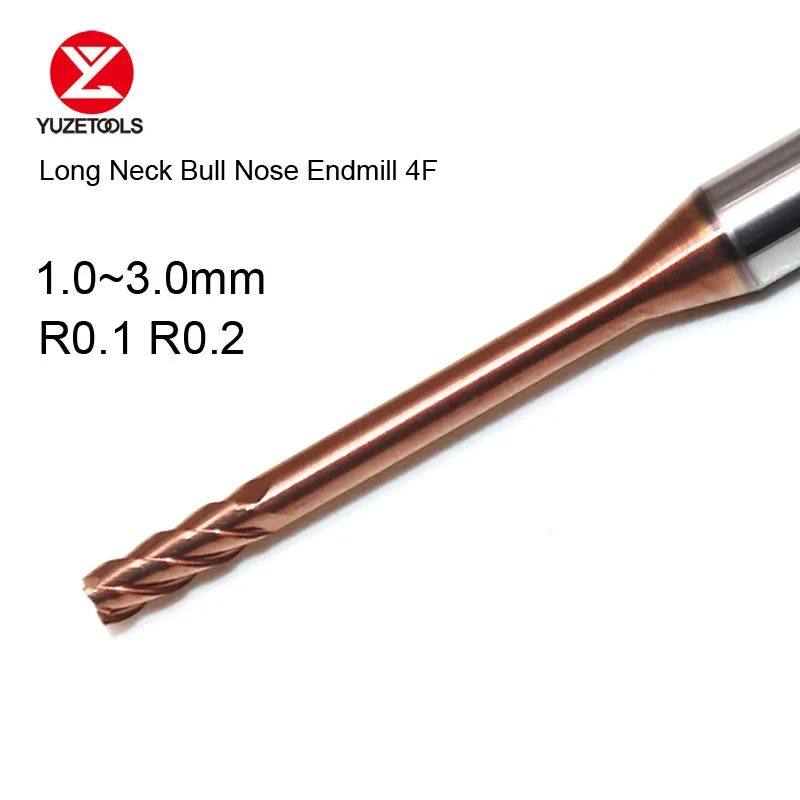 HRC60 4Flute Solid Carbide Long Neck Bull Nose Milling Cutter Deep