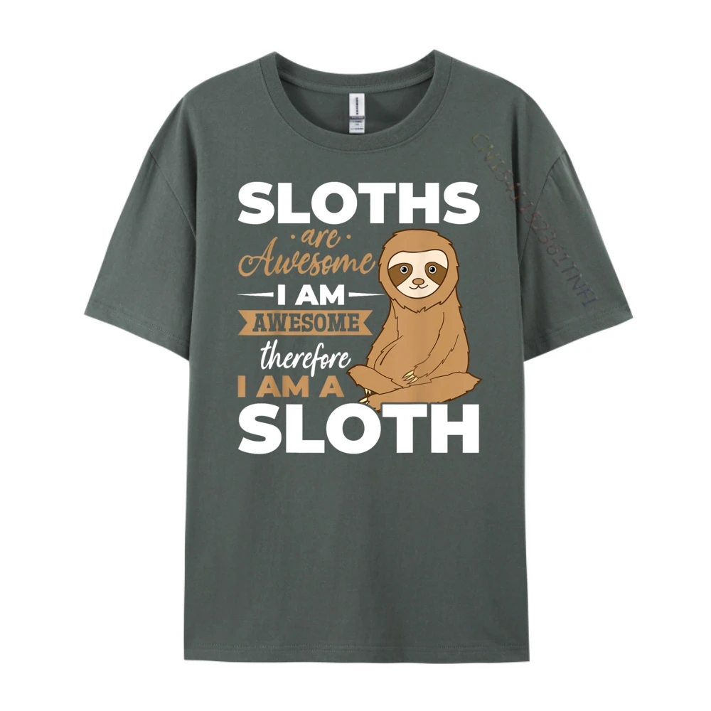 Sloth Animals Sloths are Awesome Pure Cotton Female Short Sleeve Tees Geek NEW YEAR DAY Tshirts Group T-Shirt Loose O Neck Sloth Animals Sloths are Awesome carbon