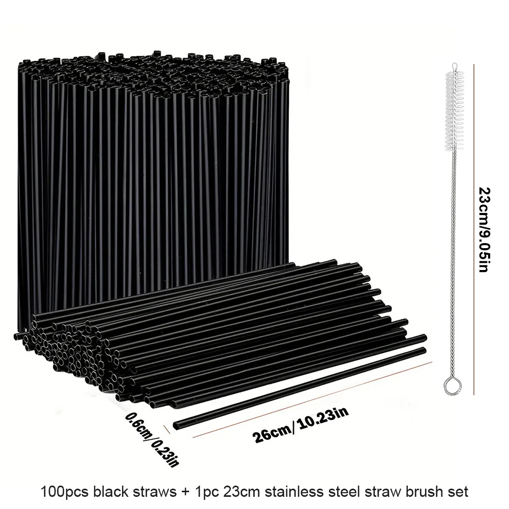 100/200PCS Black Straws Flexible Drinking Straws Cocktail Straws plastique Drink Tube Straw for Wedding Tea bar Party Wholesale