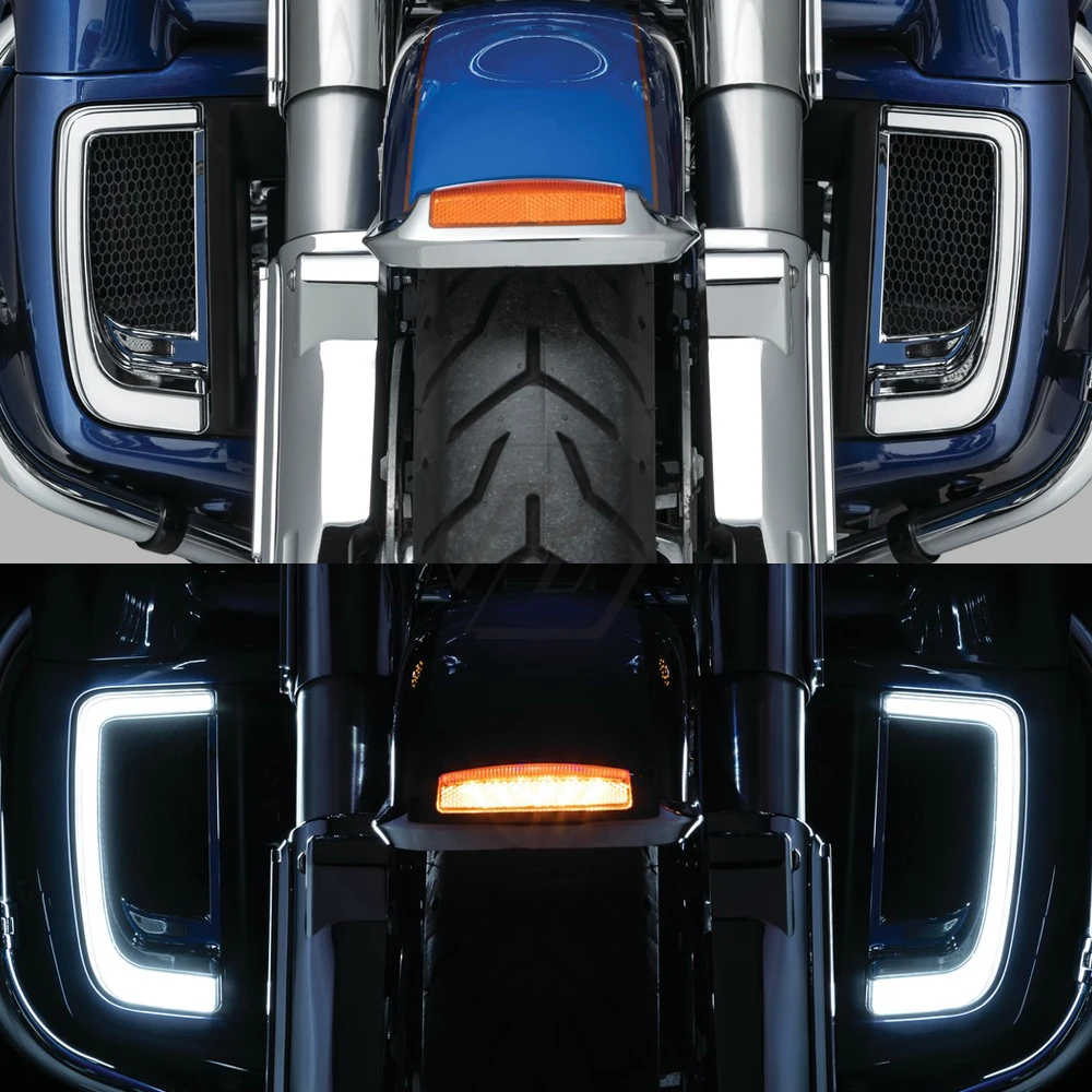 

For Harley Touring FLHTCU FLHTCUL FLHTK FLTRK FLHXSE LED Fairing Lower Grills Turn Signal Light