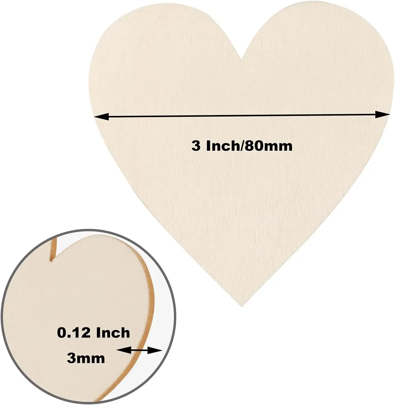 1-10CM Unfinished Wooden Hearts Blank Wood Slices DIY Crafts Wooden Circle  Discs for Christmas Painting