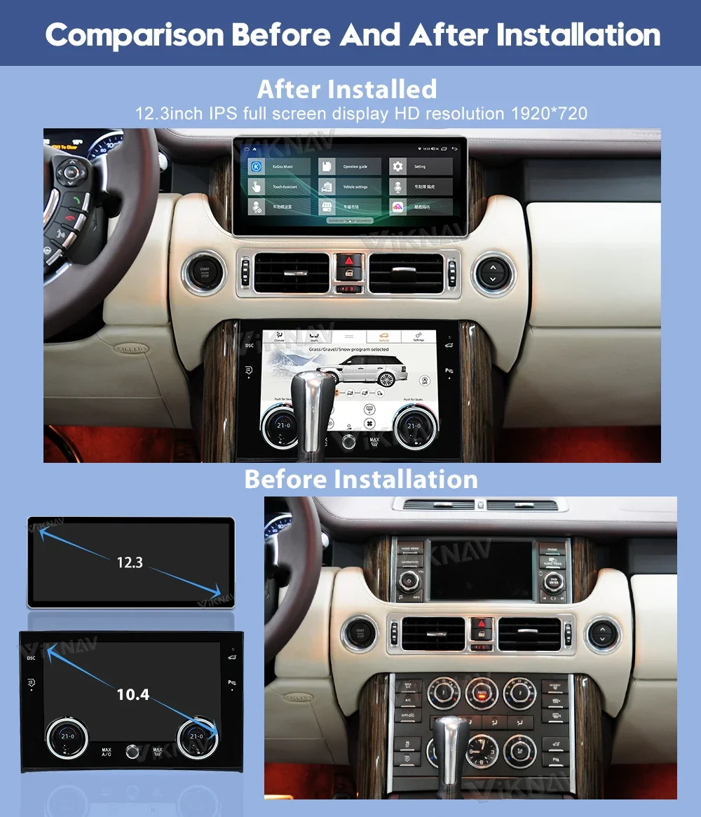 Android Car Radio For Land Range Rover Supercharged Vogue L322 V8 2002-2012 12.3inch LCD Board Stereo Screen With AC Panel