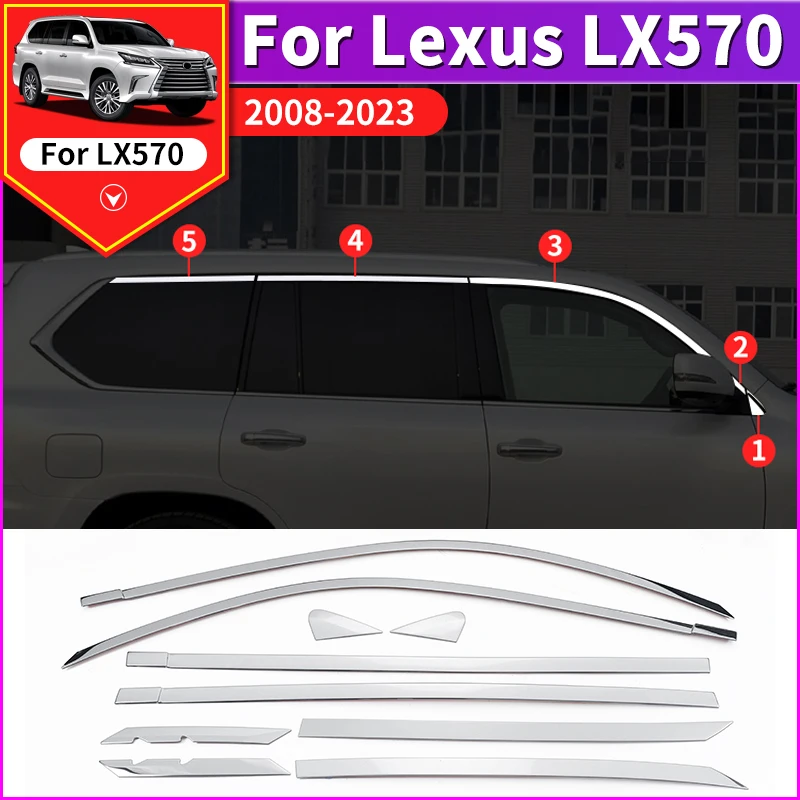 

For Lexus LX570 2008-2023 2022 2021 2020 2019 2018 Car window Chrome trim strip LX 570 Exterior upgraded Accessories body kit