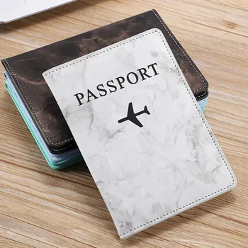 Custodia per passaporto stile marmo in pelle PU Moda da viaggio Donna Uomo ID Carta di credito Porta passaporto Portafoglio Portafoglio Borse Custodia