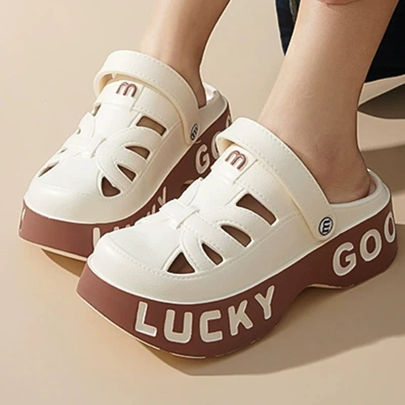 Women's Summer Sandals Thick Soled Slip On Casual Beach Shoes