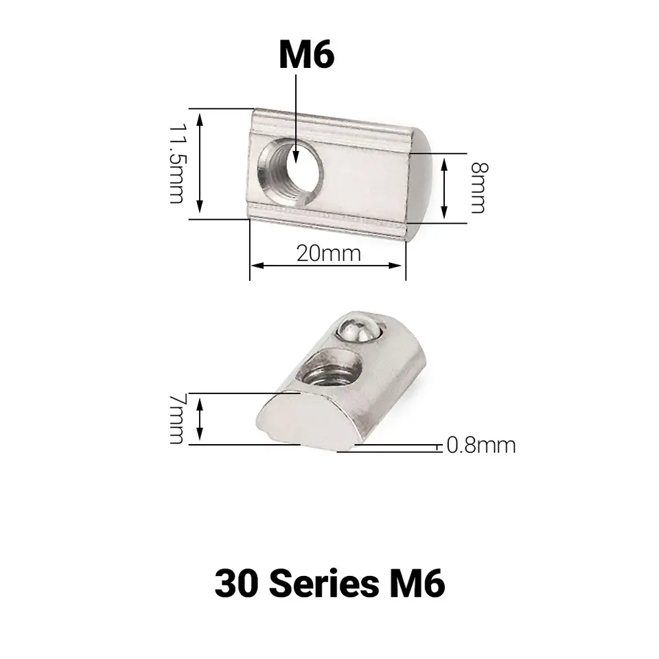 50Pcs/Lot Spring Loaded T-Nut M3 M4 M5 M6 M8 Roll-in T Spring Nut Block for 2020 3030 4040 4545 EU Aluminum Extrusion Profiles image 12