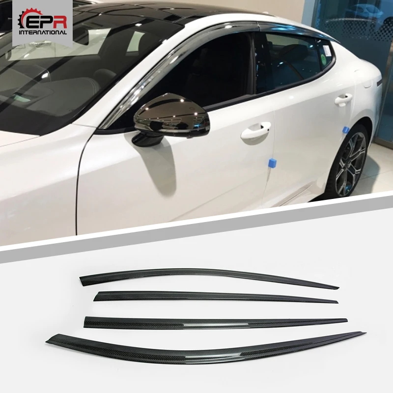 

For Kia Stinger 2017+ Carbon Fiber Wind Visor Deflector Stinger Racing Glossy Carbon Door Rain Eyelid Tuning Side Eyebrow Trim