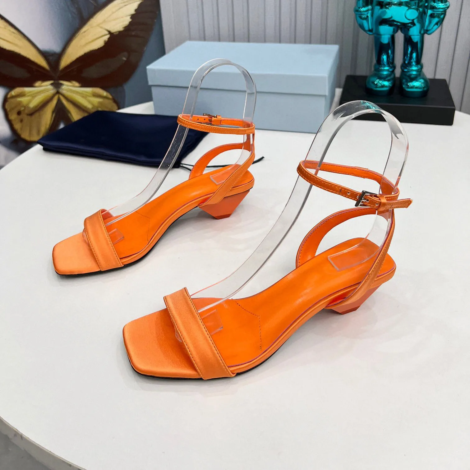 

Summer Woman Sandals Fashion Genuine Leather Silk High Heels Sandals Narrow Band Sandalias Runway Outfit Open-Toes Sewing Sandal