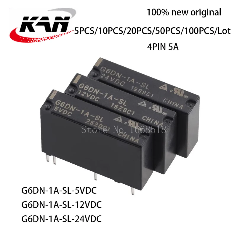 

Бесплатная доставка, 100% оригинальное новое реле детской яркости, модель 5 А, 4 контакта, G6DN 1A SL DC5V 12V 24V
