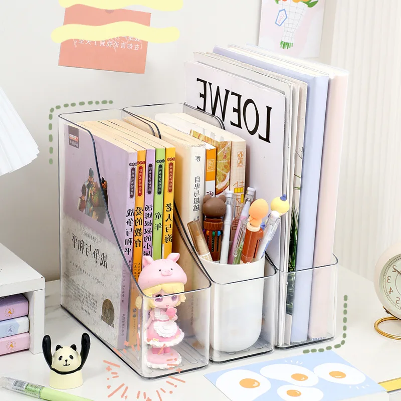 A4 Acrylic Vertical Stationery Shelf Transparent PET Desktop File Storage Box Book Artifact Desktop Organizer desktop storage shelf,stationery organizer,desktop storage box,desktop storage kit,document organizer,stationery storage box