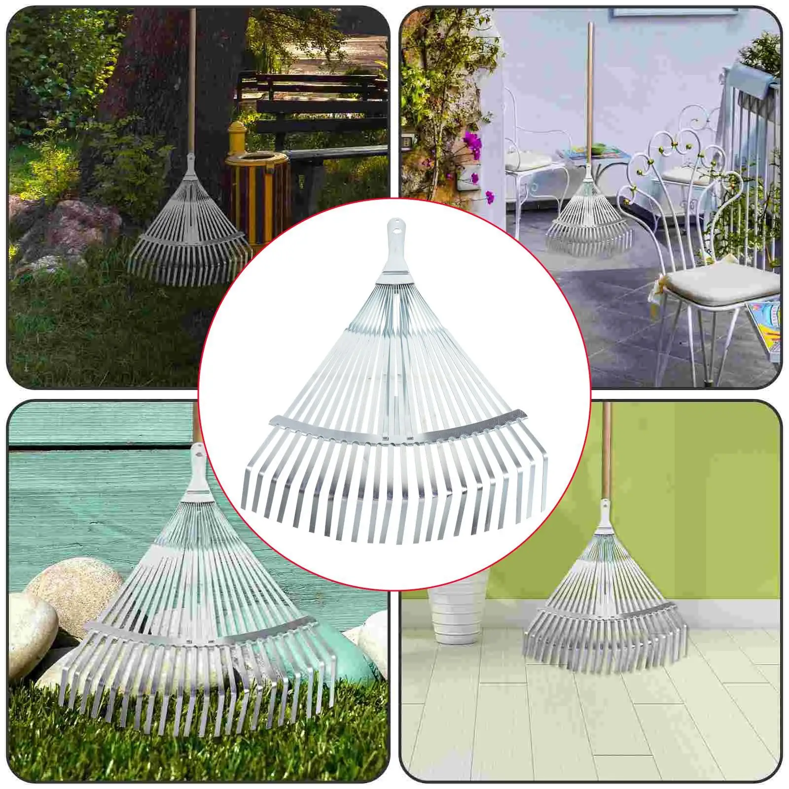 Garden Leaf Rake, Adjustable Leaf Rake, Multipurpose, Lightweight, Lawn Rake Folding Metal Rake for Garden Cleaning Gardening 4
