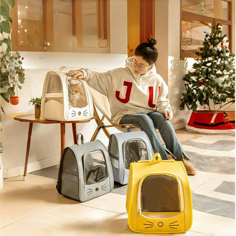 Pet Backpack Multi-function Cat Bag Foldable Cat Carrier Portable Dogs Cats Transport Breathable Pets Accessories Large Space