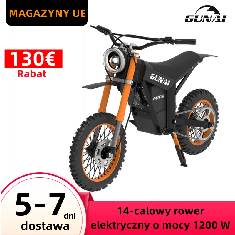 Eu Stock 1200W Moto Elettrica, Gunai 48V 21Ah Batteria Neve Bici Elettrica 14 Pollici Fuoristrada Fatbike Pneumatico Adulto Bicicletta Elettrica