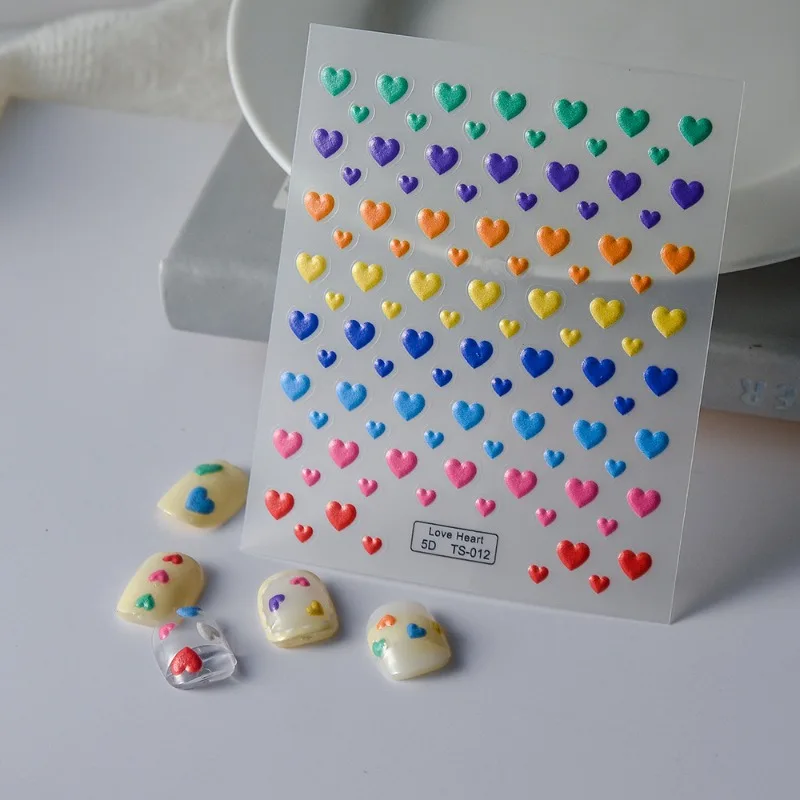 

5D Embossed Colorful heart cute Nail Stickers Simple DIY Art Manicure Decals Available for pregnant women and children