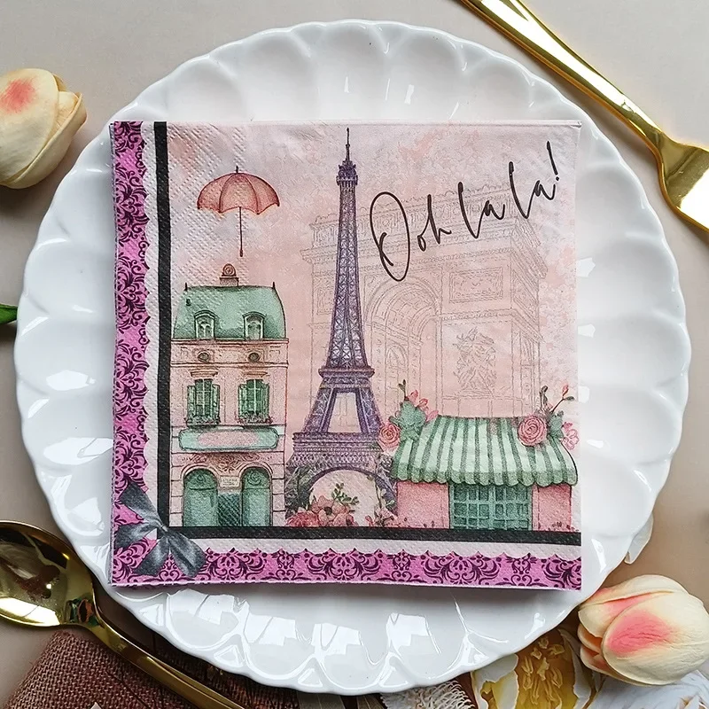 10/20pcs 33*33cm 2-Ply New Paris Tower Colourful Printed Tissue Paper Party Decoration Paper Placemats Butterfly Bone Bart
