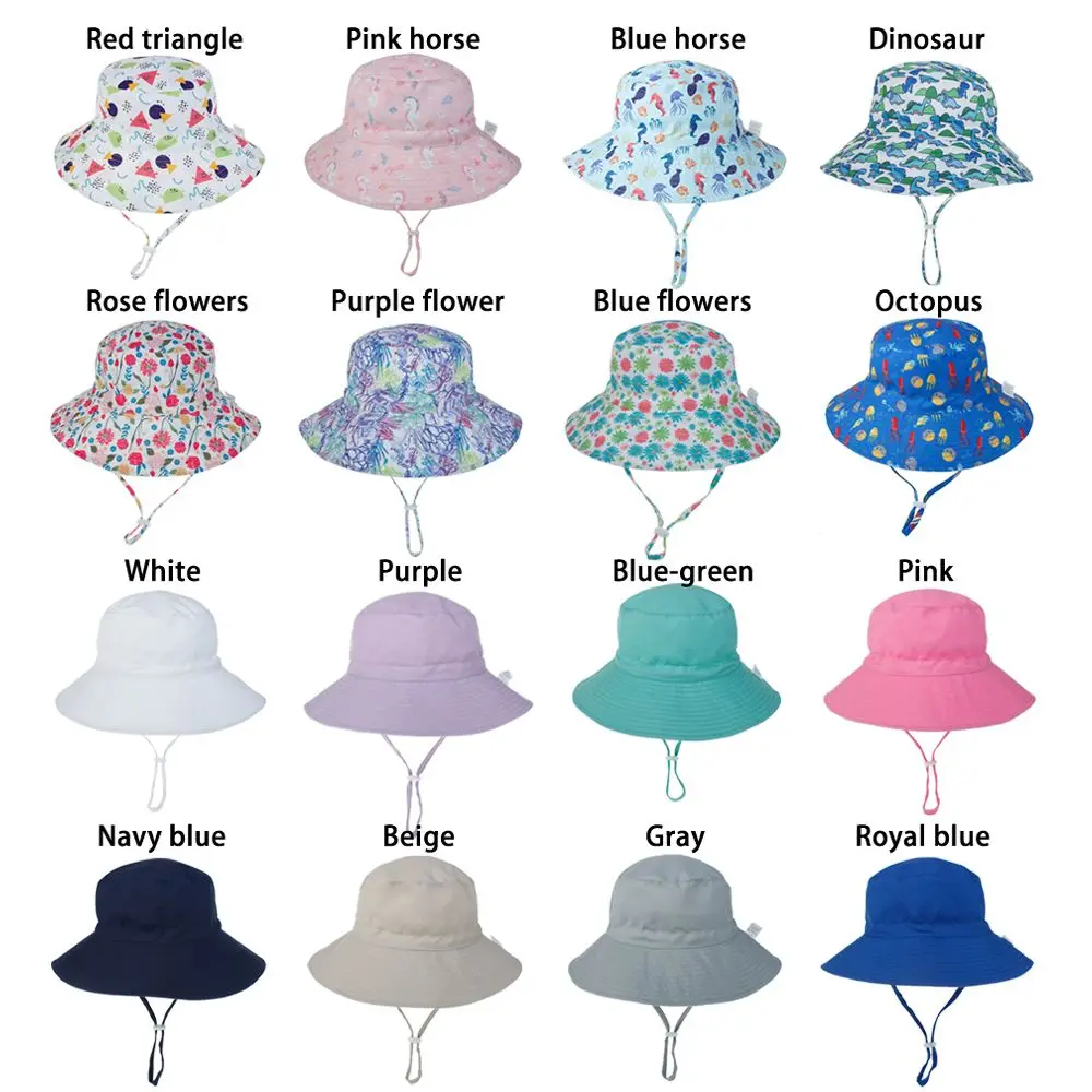 Summer Boys Girls UV Protection Swimming Hats Neck Ear Cover Beach Cap Bucket Hat Baby Sun Hat with Adjustable Chin Strap