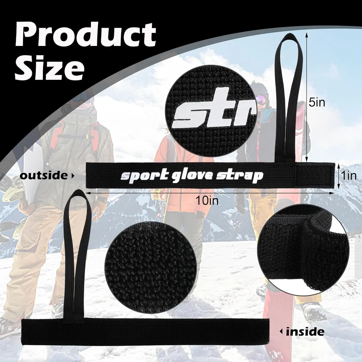 Sport Glove Safety Strap Elastic Ski Glove Leash Holder Ski Gloves Leash Handcuffs for Hanging Glove for Skiing Snowboarding 3