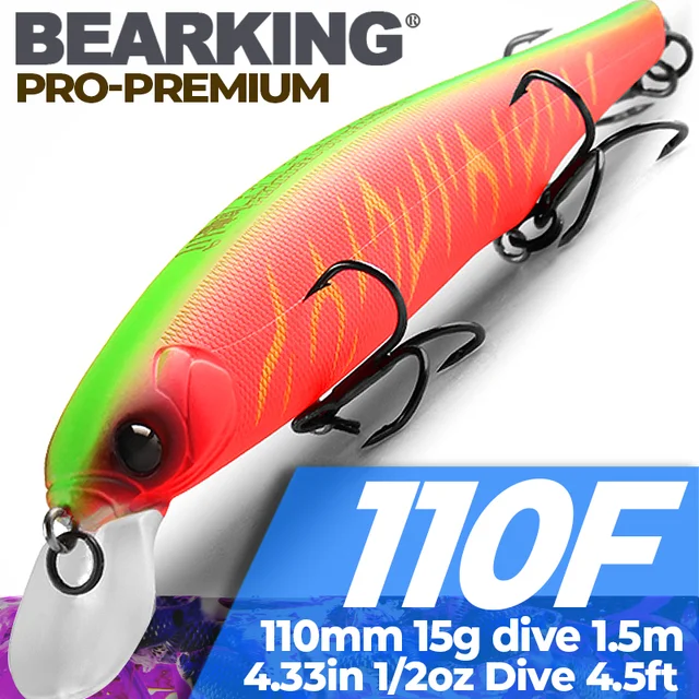 BEARKING Best price Riprizer 110 jerking bait 11cm 15g dive 1.5m Wobblers Carp  Fishing Lures