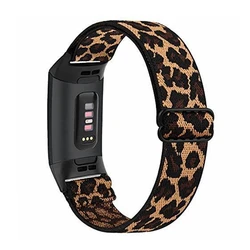 Sporty Nylon Elastic Wristband Replacement - Fitbit Charge 6 (Brown leopard)