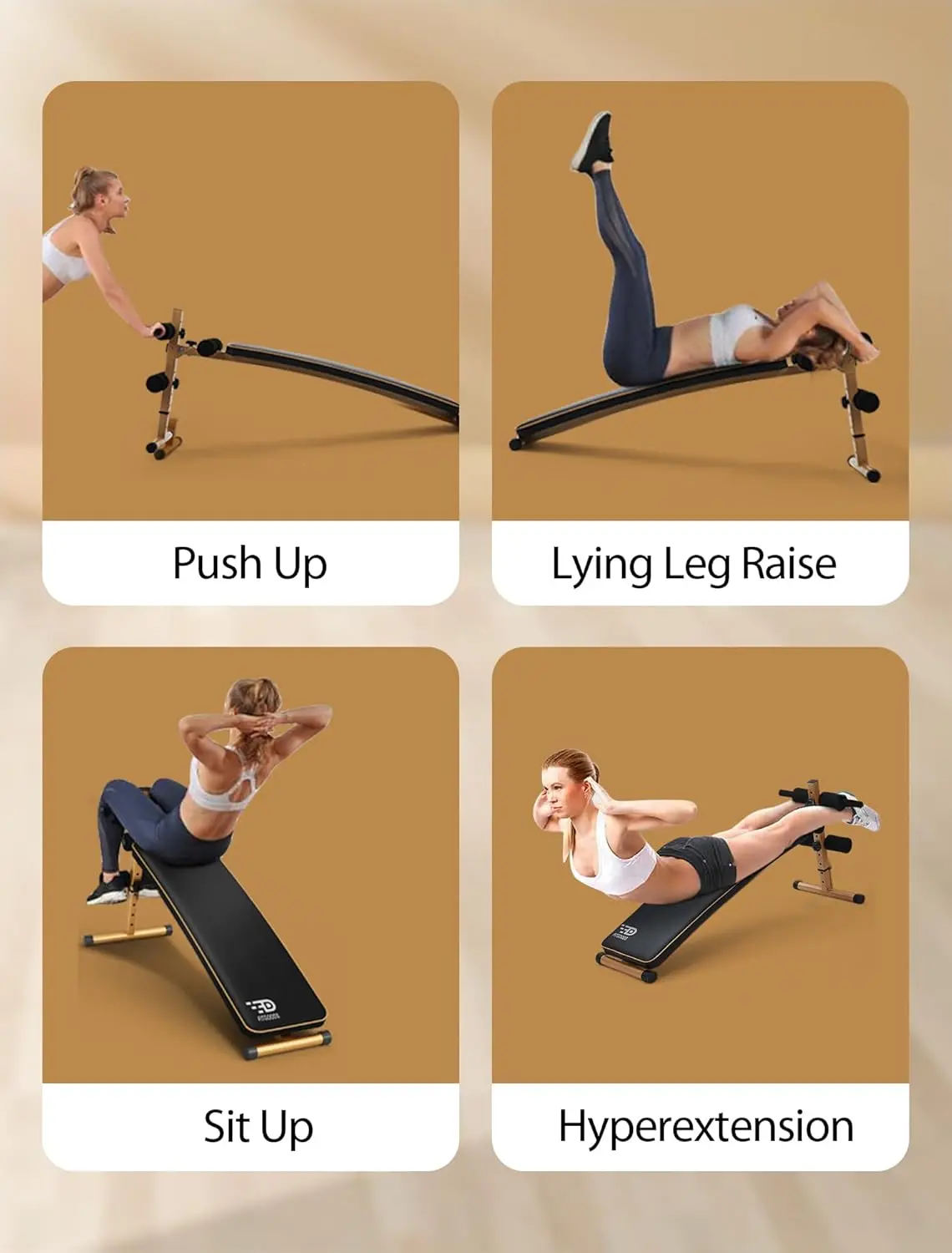 Adjustable Workout Bench for Ab Exercise, Curved Incline/Decline Slant Bench, Five Adjustment Levels, Great Home G