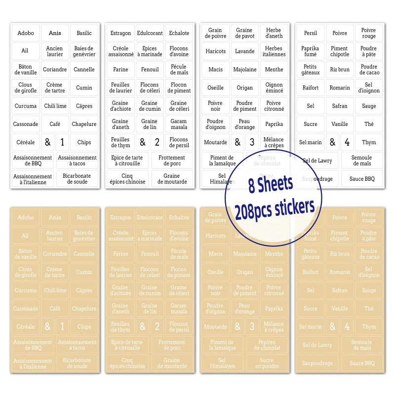 

French Jar Labels Preprinted 104 White 104 Black Letters on Clear Stickers Water Resistant Adhesive for Kitchen LX9A
