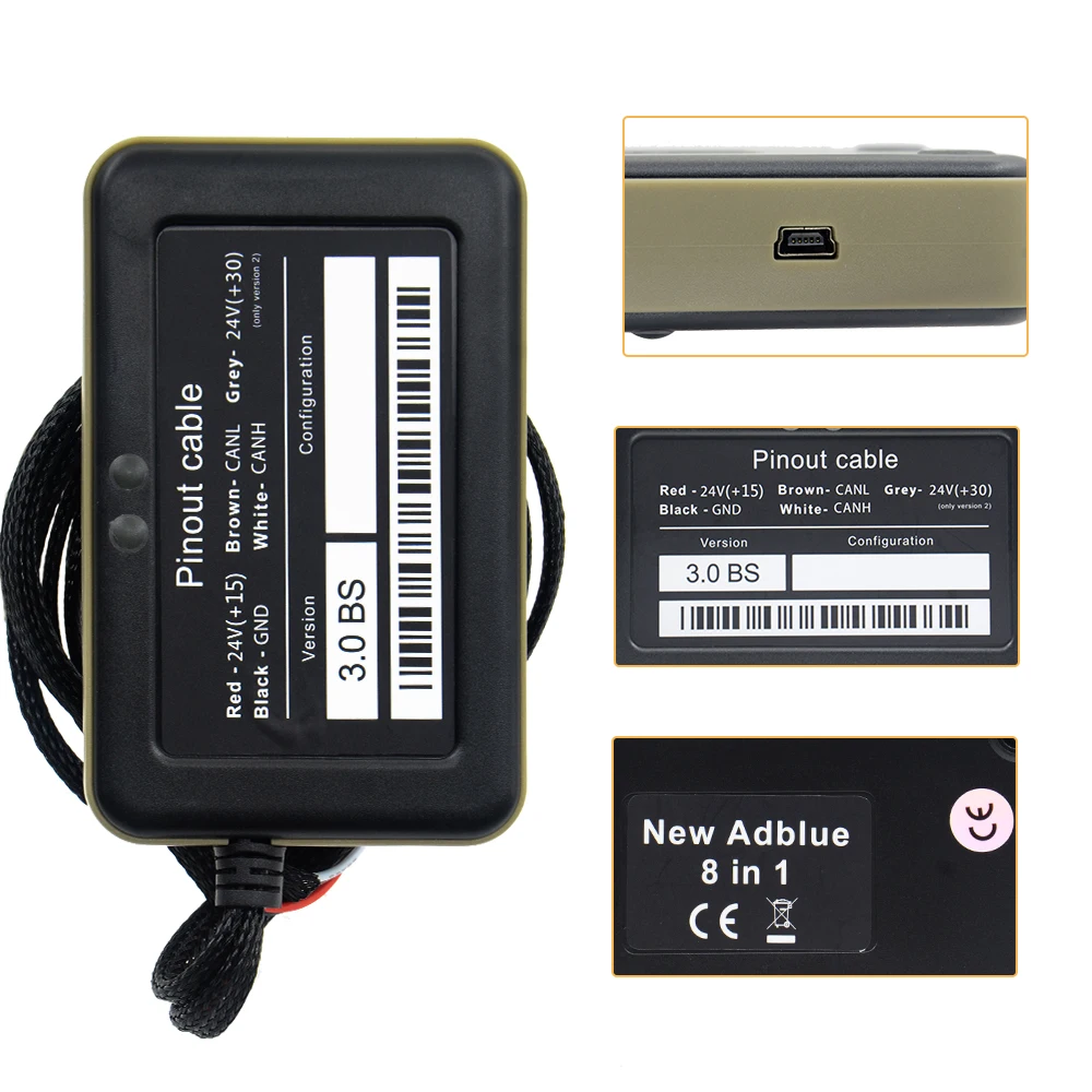 Adblue Emulator 8 in 1 SCR Emulation System Box with Programing Adapter  Truck Adblue Emulator Sensor Full Chip