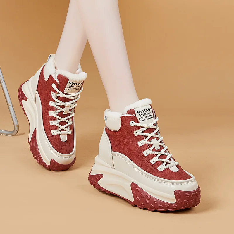 

Thick-soled Daddy Shoes Women Shoes Spring and Autumn of 2024 The New Joker Plus Velvet Sports Leisure Shoes Keep Warm Increase