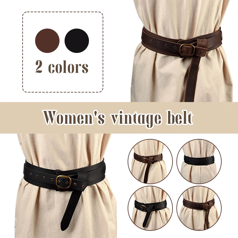 Ceinture longue nouée rétro médiévale pour Halloween, ceinture de chevalier en cuir, accessoires de costume de cosplay gothique, Steampunk, Hallstatt, nouveau