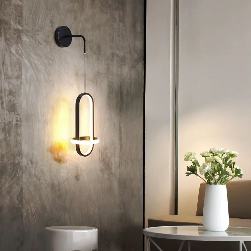 

Nordic Bedroom Wall Sconce Light Led Bedside Lamp Luxury Modern Smple Balcony Aisle Small Gold Black Wall Mounted Lighting Ce