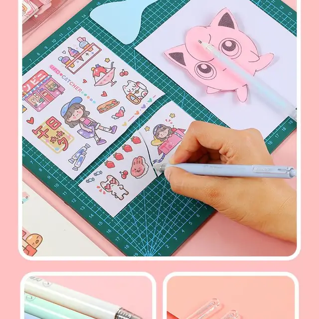 4 Db/Beállított Csipeszes Ragasztó Tollfaragó Késtes Folyóiratkészlet A Scrapbooking Diy Kreatív Művészeti Kézműves Munka Aranyos Levélpapírok Vágása - Image 5