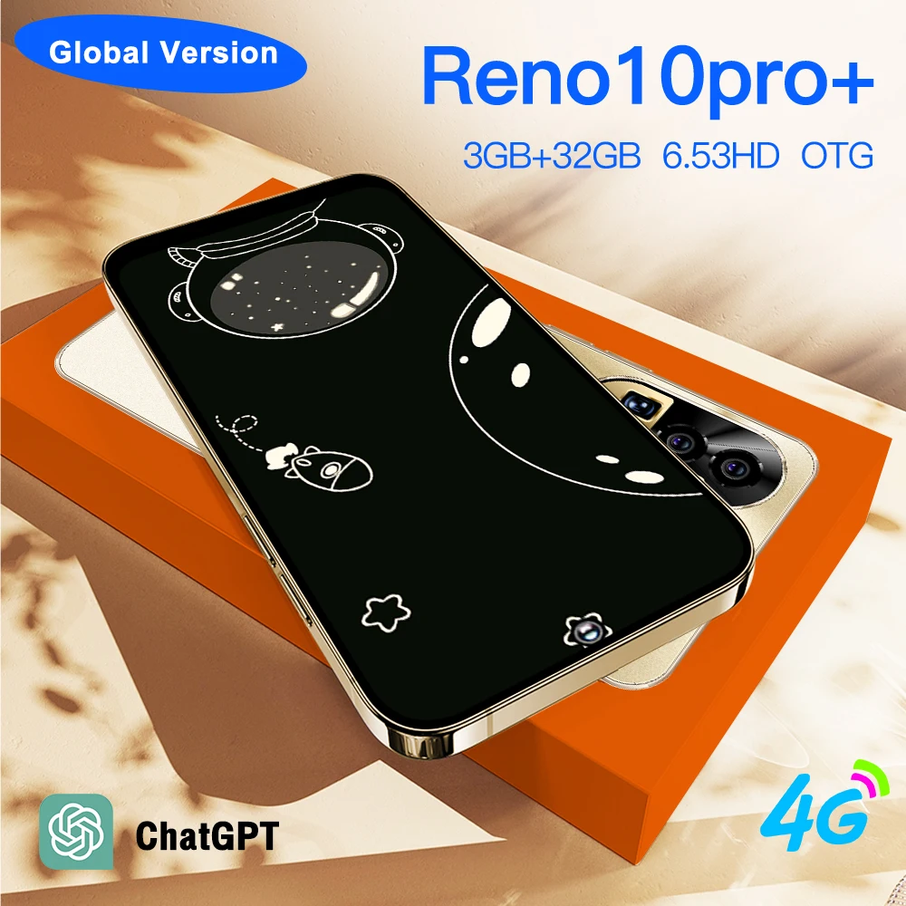 글로벌 VER Reno10 프로 4G 스마트폰, 쿼드 코어, 3GB + 32GB, 6.53 인치 미니 스마트폰, 안드로이드 휴대폰, 3250mAh 배터리, 페이스 1D