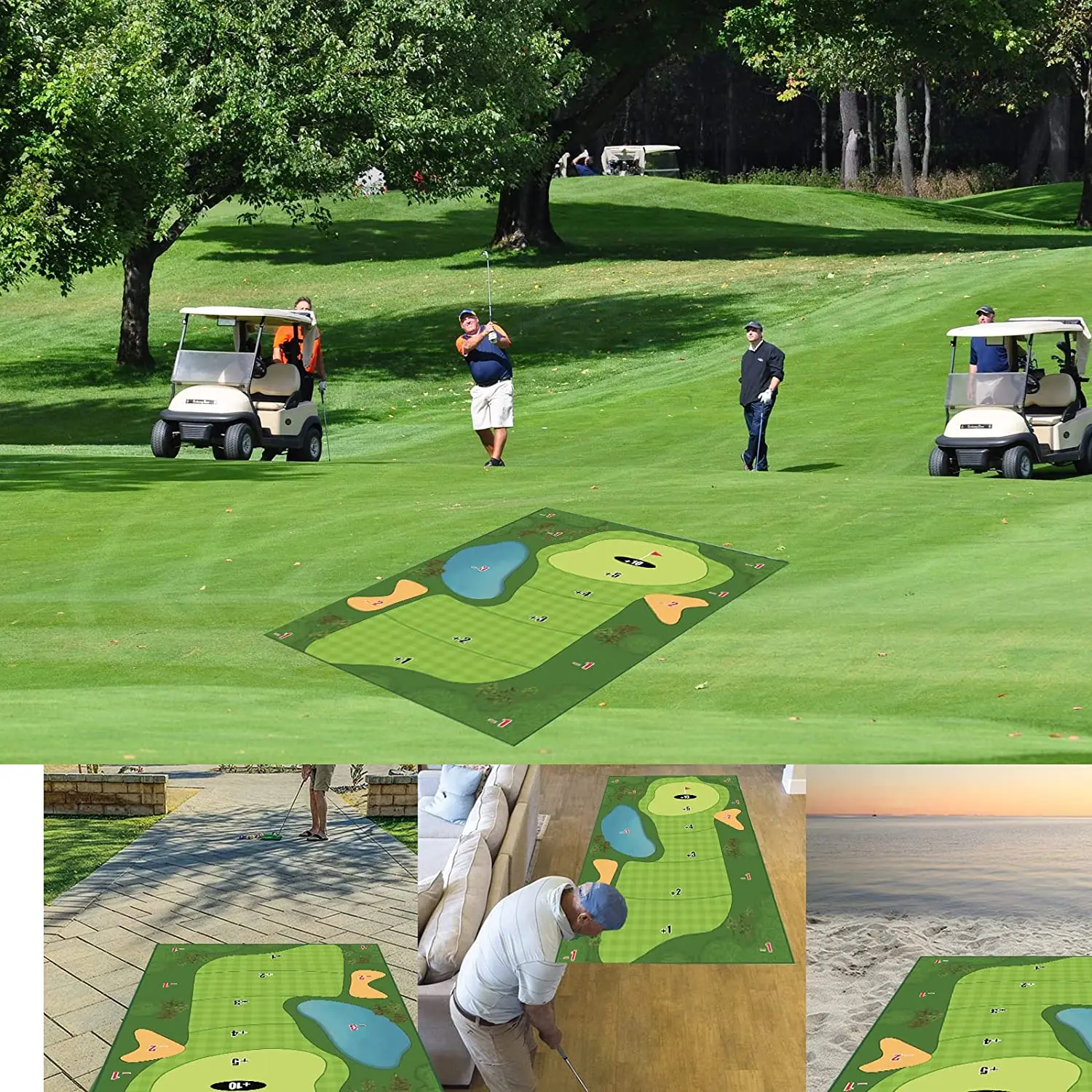 Golf Chipping Game Mat Indoor Outdoor Golf Games for Adults with Chipping Mat Sticky Balls Ground Stakes Score Card Storage Bags 3