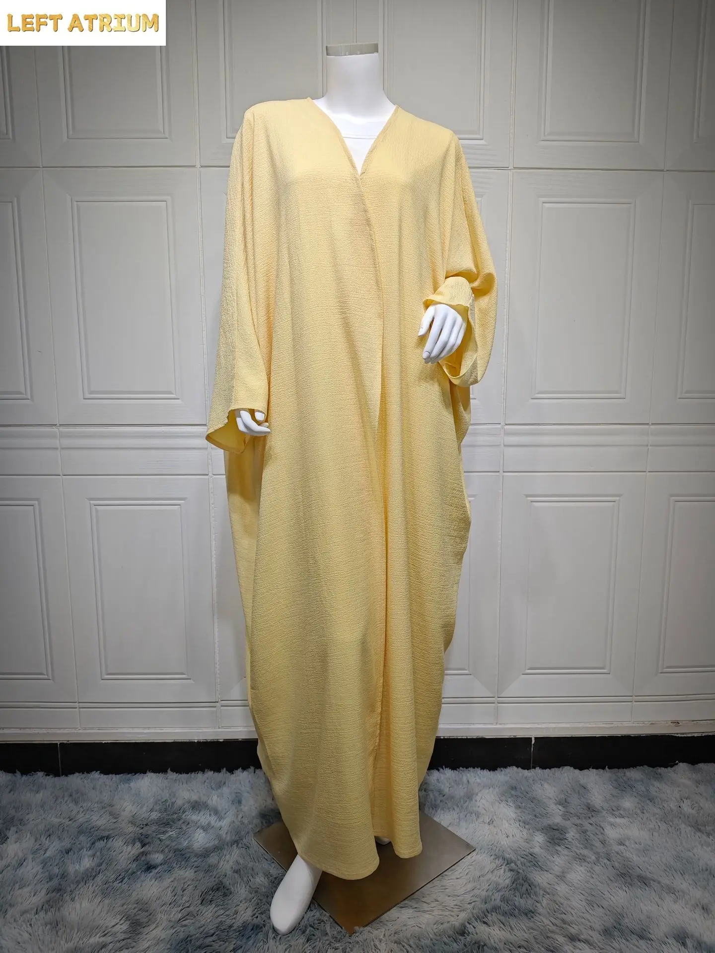 Yellow Abayas for Women 2025 Modest Muslim Dress Kimono Open Abaya Dubai Kaftan Turkey Robe Eid Djellaba Islamic Jalabiya Caftan 5